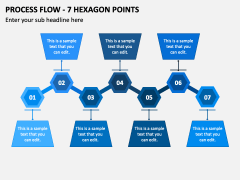 Process Flow - 7 Hexagon Points PPT Slide 2