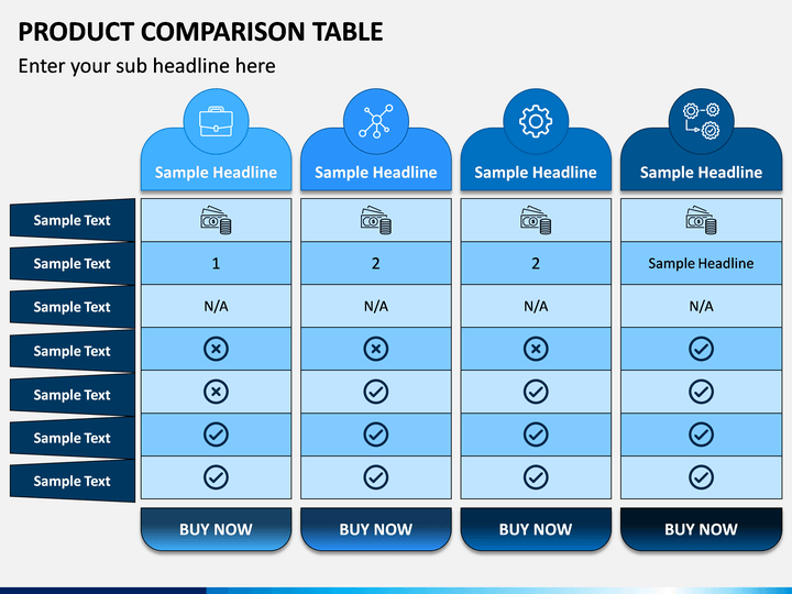 Product Comparison Table PowerPoint Template PPT Slides