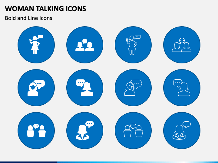 Woman Talking Icons PPT Slide 1