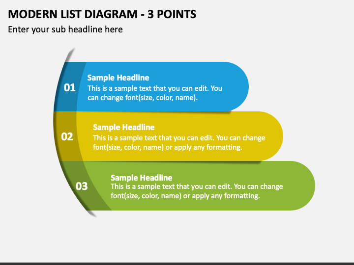 Modern List Diagram - 3 Points PPT Slide 1