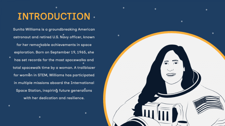 Free - Sunita Williams PowerPoint and Google Slides Template - PPT Slides