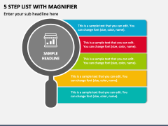 5 Step List with Magnifier PPT Slide 2