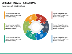 Circle Puzzle – 6 Sections PPT Slide 2