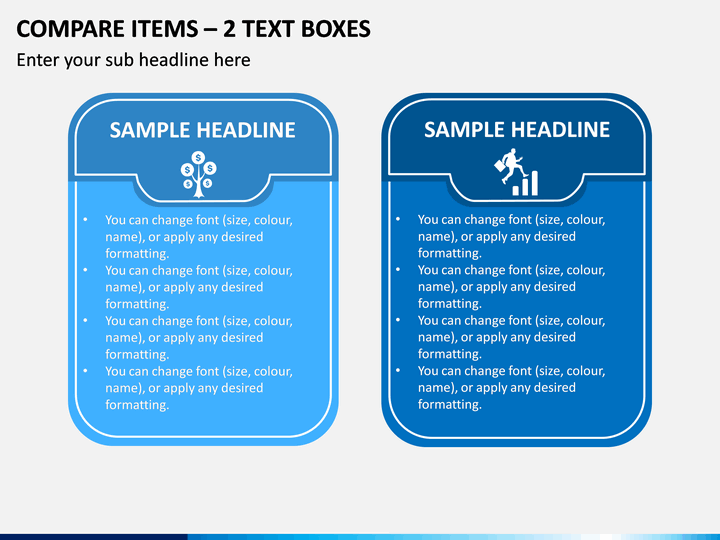 Compare Items - 2 Text Boxes PPT Slide 1