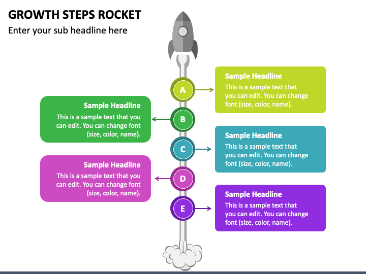 Growth Steps Rocket PPT Slide 1