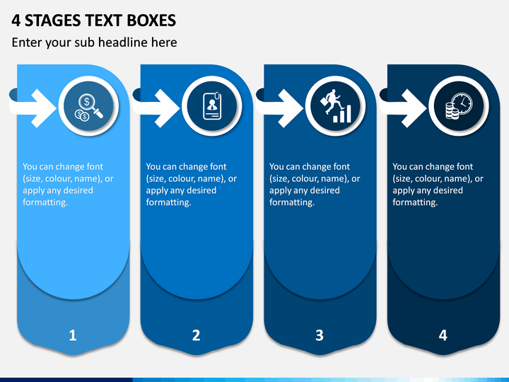 4 Stages Text Boxes PPT Slide 1