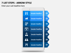 7 List Steps - Arrow Style PPT Slide 2
