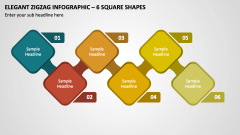 Elegant Zigzag Infographic - 6 Square Shapes PPT Slide 1