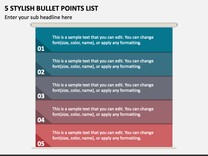 5 Stylish Bullet Points List PPT Slide 1