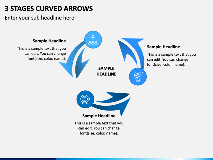 3 Stages Curved Arrows PPT Slide 1