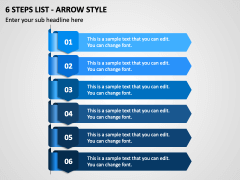 6 Steps List - Arrow Style PPT Slide 1