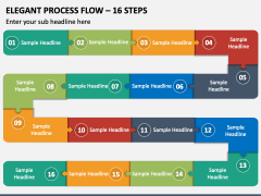 Elegant Process Flow - 16 Steps PPT Slide 1