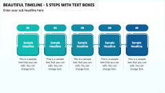 Beautiful Timeline - 5 Steps with Text Boxes PPT Slide 1