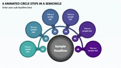 6 Animated Circle Steps in a Semicircle PPT Slide 1