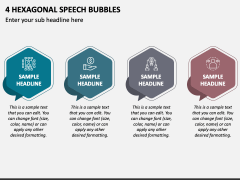 4 Hexagonal Speech Bubbles PPT Slide 1