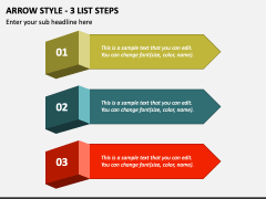 Arrow Style - 3 List Steps PPT Slide 1