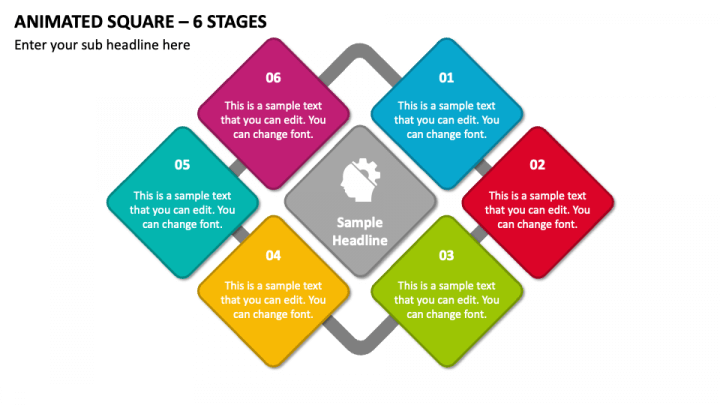 Animated Square - 6 Stages PPT Slide 1