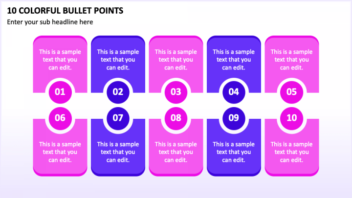 10 Colorful Bullet Points PPT Slide 1