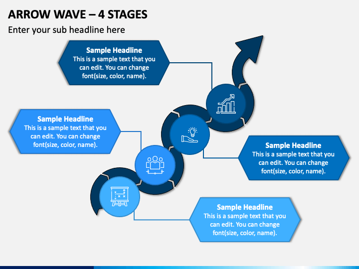 Arrow Wave 4 Stages PPT Slide 1