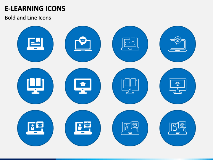 E-Learning Icons PPT Slide 1