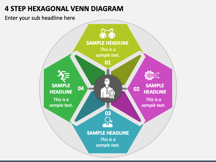 4 Step Hexagonal Venn Diagram PPT Slide 1