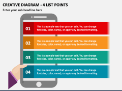 Creative Diagram - 4 List Points PPT Slide 1