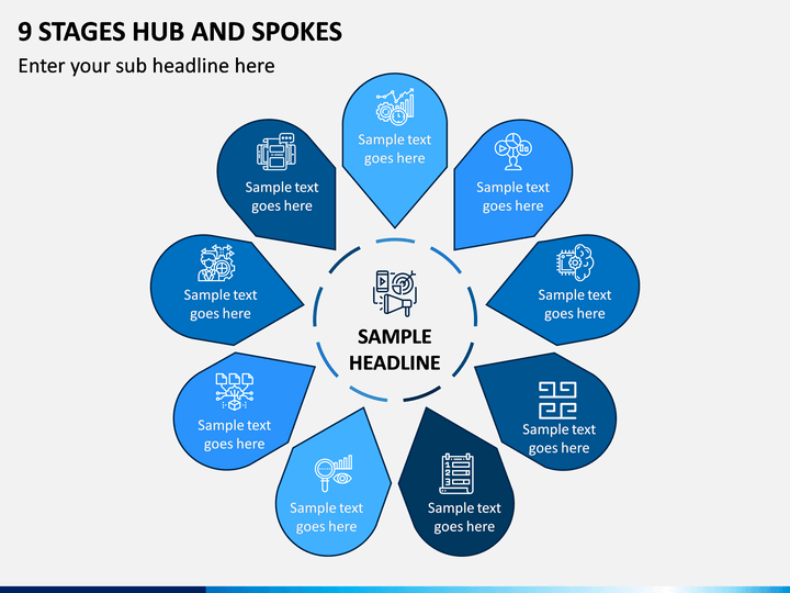9 Stages Hub And Spokes PPT slide 1