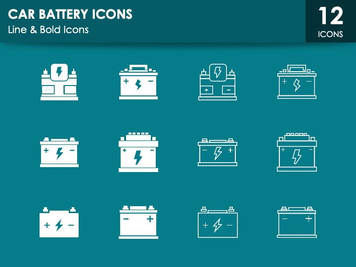 Car Battery Icons PPT Slide 1