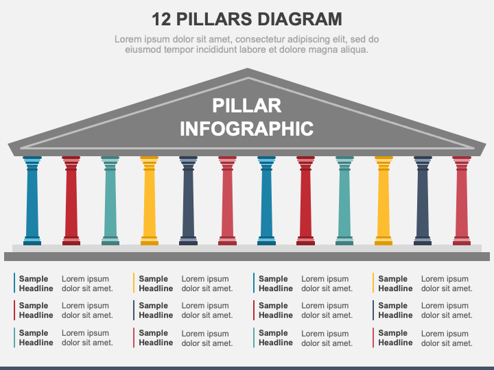 12 Pillars Diagram PPT Slide 1