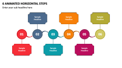 6 Animated Horizontal Steps PPT Slide 1