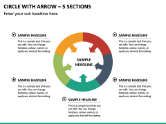 Circle with Arrow – 5 Sections PPT Slide 2