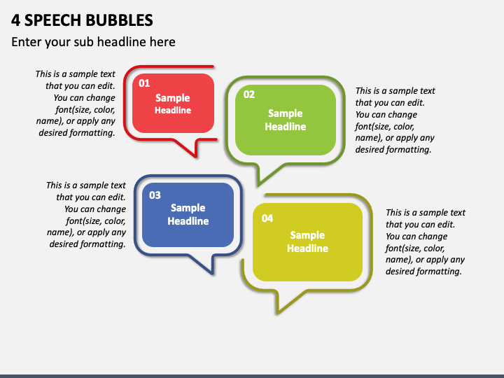 4 Speech Bubbles PPT Slide 1