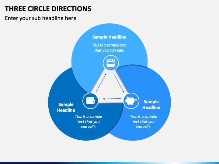 Three Circle Directions PPT Slide 1
