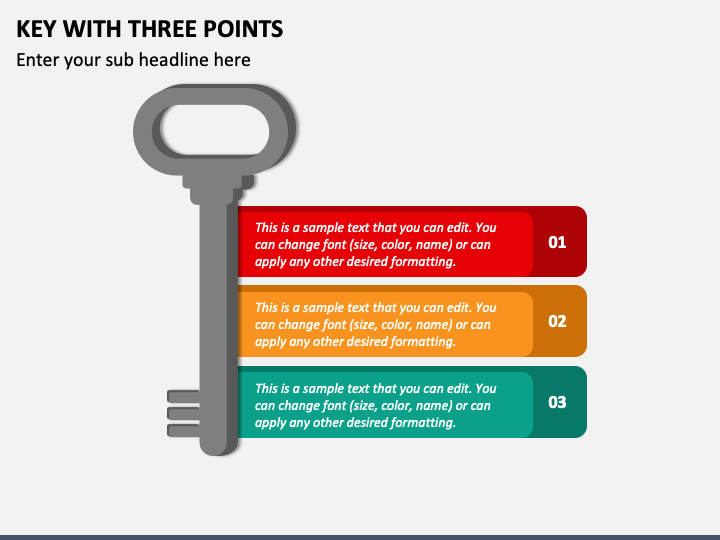 Key with Three Points PowerPoint Template and Google Slides Theme