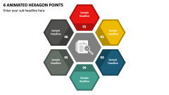 6 Animated Hexagon Points PPT Slide 1