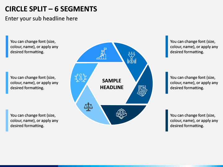 Circle Split – 6 Segments PPT Slide 1