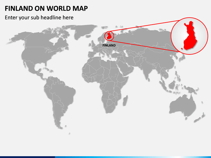 Finland on World Map PPT Slide 1