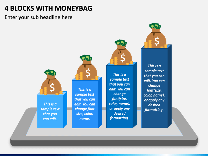 4 Blocks with Moneybag PPT Slide 1