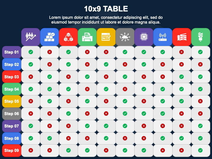 10x9 Table PPT Slide 1