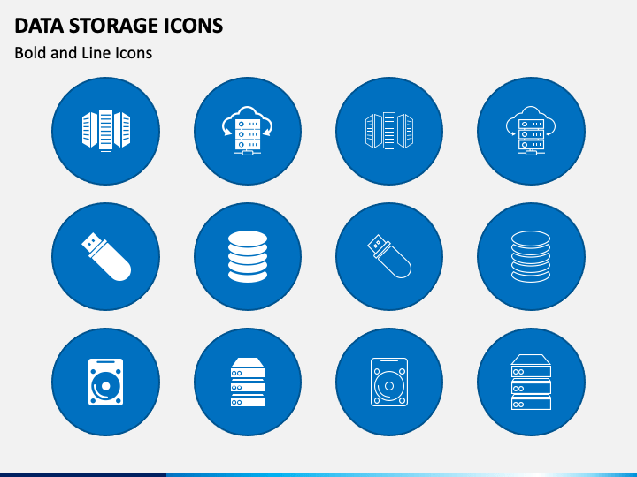 Data Storage Icons PPT Slide 1