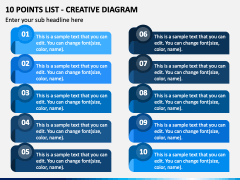 10 Points List - Creative Diagram PPT Slide 2