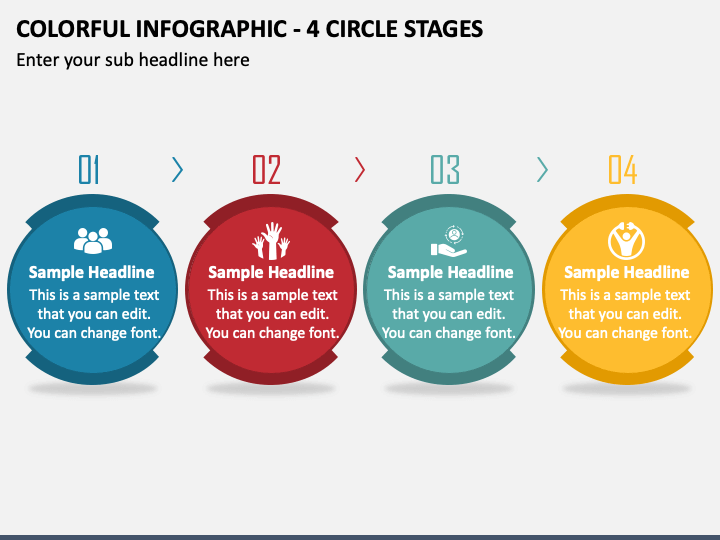 Colorful Infographic - 4 Circle Stages PPT Slide 1