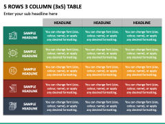 5 Rows 3 Column (3x5) Table PPT Slide 2