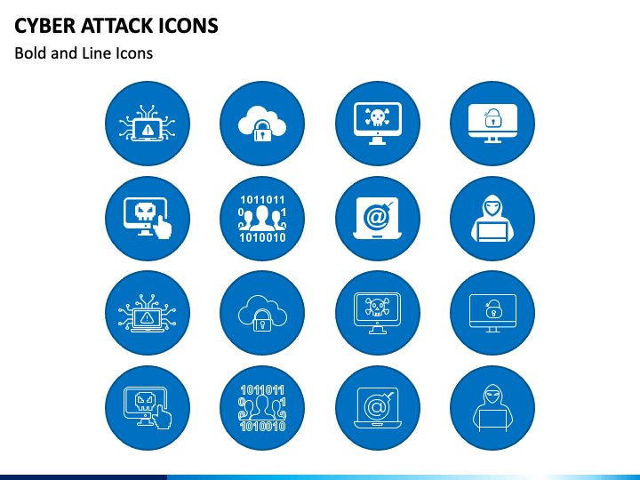 Cyber Attack Icons PPT Slide 1