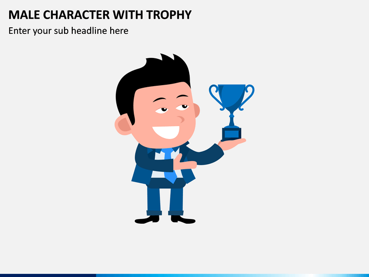 Male Character With Trophy PPT Slide 1