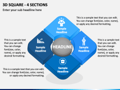 3D Square - 4 Sections PPT Slide 2