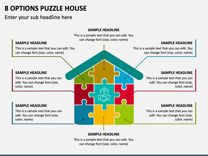 8 Options Puzzle House PowerPoint Template and Google Slides Theme