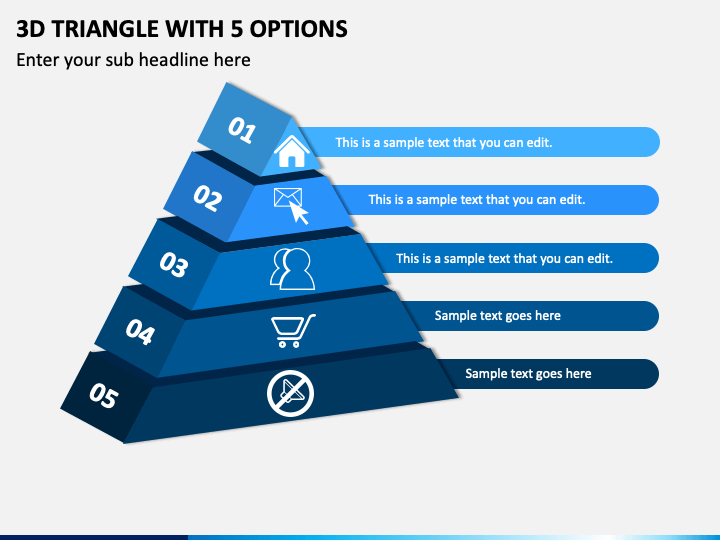3D Triangle With 5 Options Slide 1