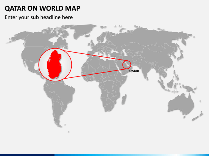 Qatar on World Map PPT Slide 1