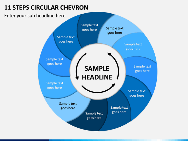 11 Steps Circular Chevron PPT Slide 1